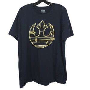 Star Wars Last Jedi T Shirt Size L Rebel Alliance Logo Black Gold Fifth Sun